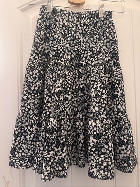 F&F Black and White Floral Tiered Skirt